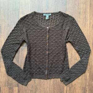 Mango Collection Brown Lace Knit Button Cardigan Sweater Medium